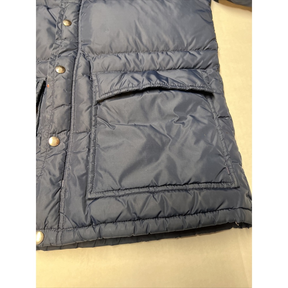 Vintage JC Penny Down Puffer Coat Snap Button Men's Size Small Navy Blue - Picture 11 of 16